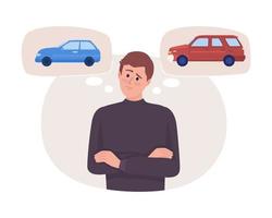 Choose car 2D vector isolated illustration