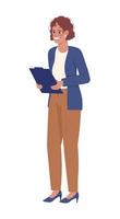 Businesswoman with clipboard semi flat color vector character. Editable figure. Full body person on white. Manager simple cartoon style illustration for web graphic design and animation