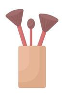 Cosmetic brushes in holder semi flat color vector object