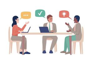 Business discussion semi flat color vector characters. Editable figures. Full body people on white. Corporate strategy simple cartoon style illustration for web graphic design and animation