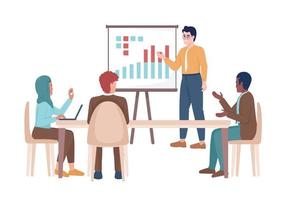 Manager doing presentation for partners semi flat color vector characters. Editable figures. Full body people on white. Business simple cartoon style illustration for web graphic design and animation