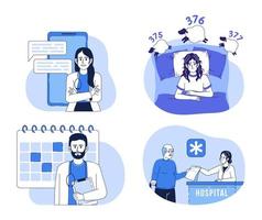 Healthcare flat concept vector illustrations set