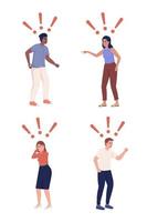 People expressing negative emotions semi flat color vector character set. Editable figures. Full body people on white. Simple cartoon style illustration pack for web graphic design and animation