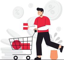 Ilustración del concepto de carrito de compras vector