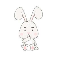 Cute rabbit character isolated on white. vector