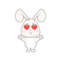 Cute rabbit character isolated on white. Easter bunny vector illustration.