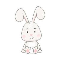 Cute rabbit character isolated on white. vector