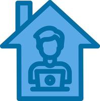 Man Working at Home Vector Icon Design