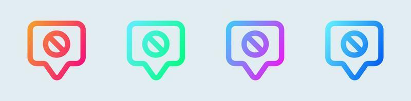 Off chat line icon in gradient colors. Message signs vector illustration.