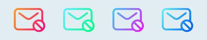 Block message line icon in gradient colors. Mail signs vector illustration.