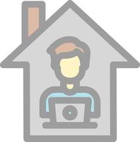 Man Working at Home Vector Icon Design