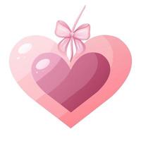 Heart on a ribbon with a bow. Design element for Valentine's Day vector