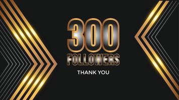 gracias 300 seguidores banner de plantilla de felicitación. celebración de trescientos seguidores plantilla de 300 suscriptores para redes sociales vector