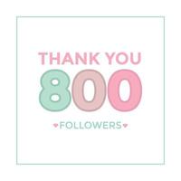 Thank you design Greeting card template for social networks followers, subscribers, like. 800 followers vector