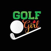 diseño de camiseta de vector de chica de golf. diseño de camiseta de pelota de golf. se puede utilizar para imprimir tazas, diseños de pegatinas, tarjetas de felicitación, afiches, bolsos y camisetas.