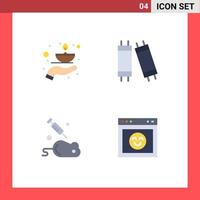 Editable Vector Line Pack of 4 Simple Flat Icons of care laboratory lamp lamp science Editable Vector Design Elements