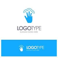 Fingers Gestures Hand Interface Multiple Touch Blue Solid Logo with place for tagline vector