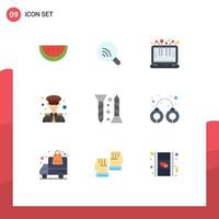 9 User Interface Flat Color Pack of modern Signs and Symbols of self tapping screw device construction captain Editable Vector Design Elements