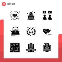 paquete de 9 iconos de glifos universales para medios impresos sobre fondo blanco fondo de vector de icono negro creativo