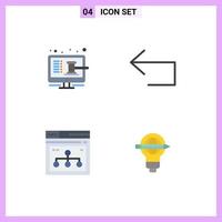 Set of 4 Commercial Flat Icons pack for online internet online back web Editable Vector Design Elements