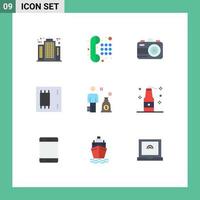 Set of 9 Modern UI Icons Symbols Signs for business mainboard dial pad electronics chip Editable Vector Design Elements