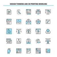 25 Design Thinking And 3d Printing Modeling Black and Blue icon Set Creative Icon Design and logo template Creative Black Icon vector background