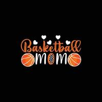 diseño de camiseta vectorial de mamá de baloncesto. diseño de camiseta de baloncesto. se puede utilizar para imprimir tazas, diseños de pegatinas, tarjetas de felicitación, afiches, bolsos y camisetas. vector