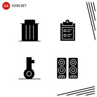 Collection of 4 Vector Icons in solid style Pixle Perfect Glyph Symbols for Web and Mobile Solid Icon Signs on White Background 4 Icons Creative Black Icon vector background