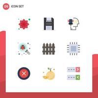 Group of 9 Modern Flat Colors Set for farm search products find security Editable Vector Design Elements