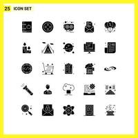 Pictogram Set of 25 Simple Solid Glyphs of balloon profile hardware newsletter newsletter Editable Vector Design Elements
