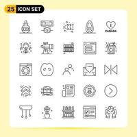 25 Creative Icons for Modern website design and responsive mobile apps 25 Outline Symbols Signs on White Background 25 Icon Pack Creative Black Icon vector background