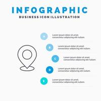 Location Map Mark Marker Pin Place Point Pointer Line icon with 5 steps presentation infographics Background vector