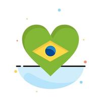 Heart Brazil Flag Love Abstract Flat Color Icon Template vector