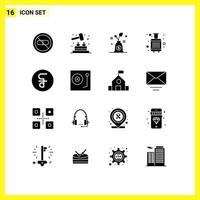 User Interface Pack of 16 Basic Solid Glyphs of money reil budget tourist bags Editable Vector Design Elements