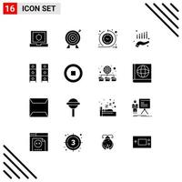 Group of 16 Solid Glyphs Signs and Symbols for interior draw regular marketing finance Editable Vector Design Elements