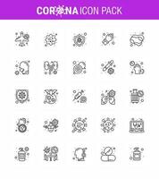 Coronavirus Precaution Tips icon for healthcare guidelines presentation 25 line icon pack such as cleaning protect virus hand desease viral coronavirus 2019nov disease Vector Design Elements