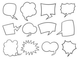 Hand-drawn set of cute speech bubbles vector