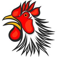 Rooster head on white background. Fighting cock logo. Vector illustration