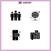 Set of 4 Modern UI Icons Symbols Signs for business education book corporate proxy phone Editable Vector Design Elements