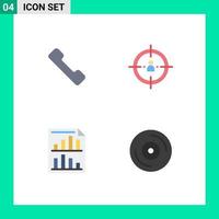 Pictogram Set of 4 Simple Flat Icons of telephone data business planning paper Editable Vector Design Elements