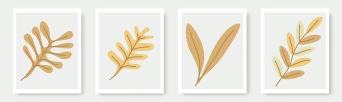 set of hand drawn shapes and floral design elements. Exotic jungle leaves. Abstract contemporary modern trendy illustrations element icon vector