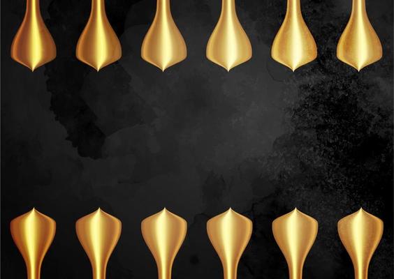 luxury gold geometric frame on grungy black background, vector illustration