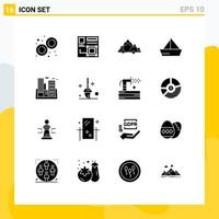 Set of 16 Modern UI Icons Symbols Signs for vehicles sail web boat nature Editable Vector Design Elements