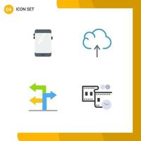 User Interface Pack of 4 Basic Flat Icons of phone direction huawei data film reel Editable Vector Design Elements