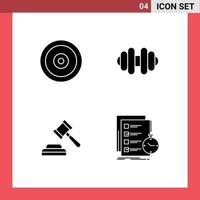 Set of 4 Modern UI Icons Symbols Signs for mobile todo web auction list Editable Vector Design Elements