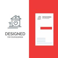 casa casa familia pareja choza diseño de logotipo gris y plantilla de tarjeta de visita vector