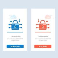 Lock Locked Security Secure  Blue and Red Download and Buy Now web Widget Card Template vector