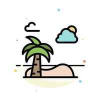 Beach Palm Tree Spring Abstract Flat Color Icon Template vector