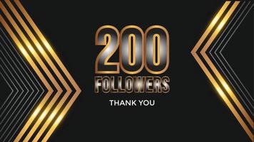 Thank you template for social media hundred followers, subscribers, like. 200 followers user Thank you celebrate of 200 subscribers and followers vector