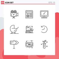 Set of 9 Commercial Outlines pack for bench carriage computer buggy pc Editable Vector Design Elements